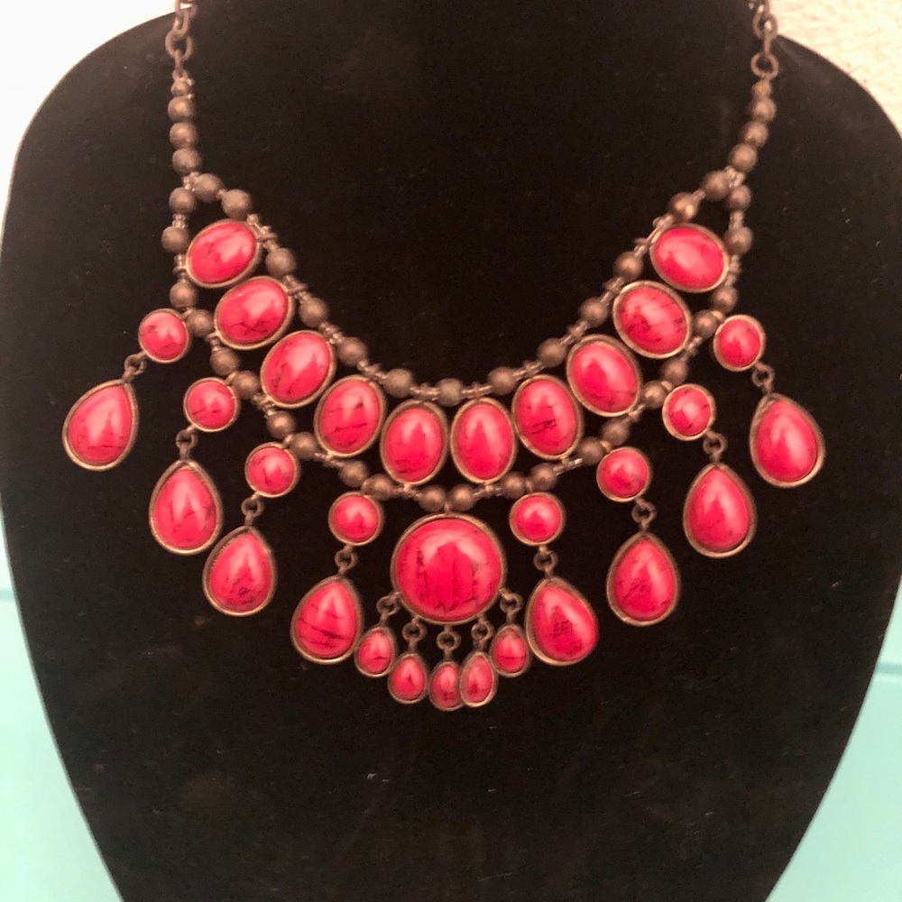 Red statement necklace